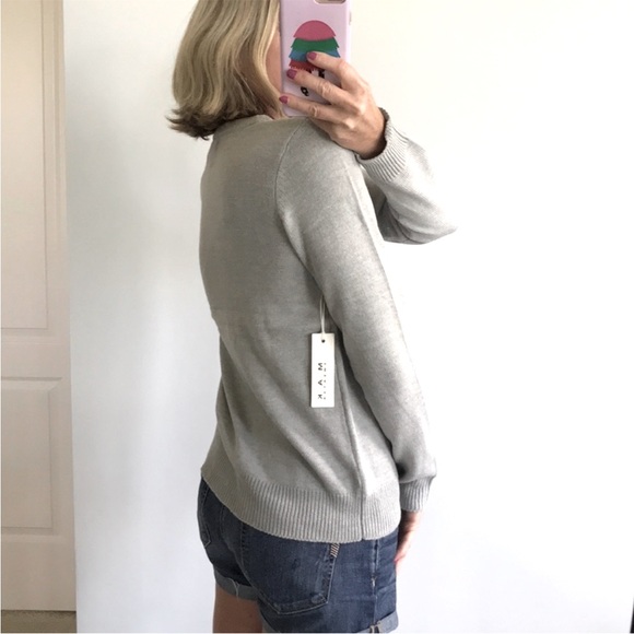 Grey Pixel Dog Pullover Sweater - Picture 6 of 6